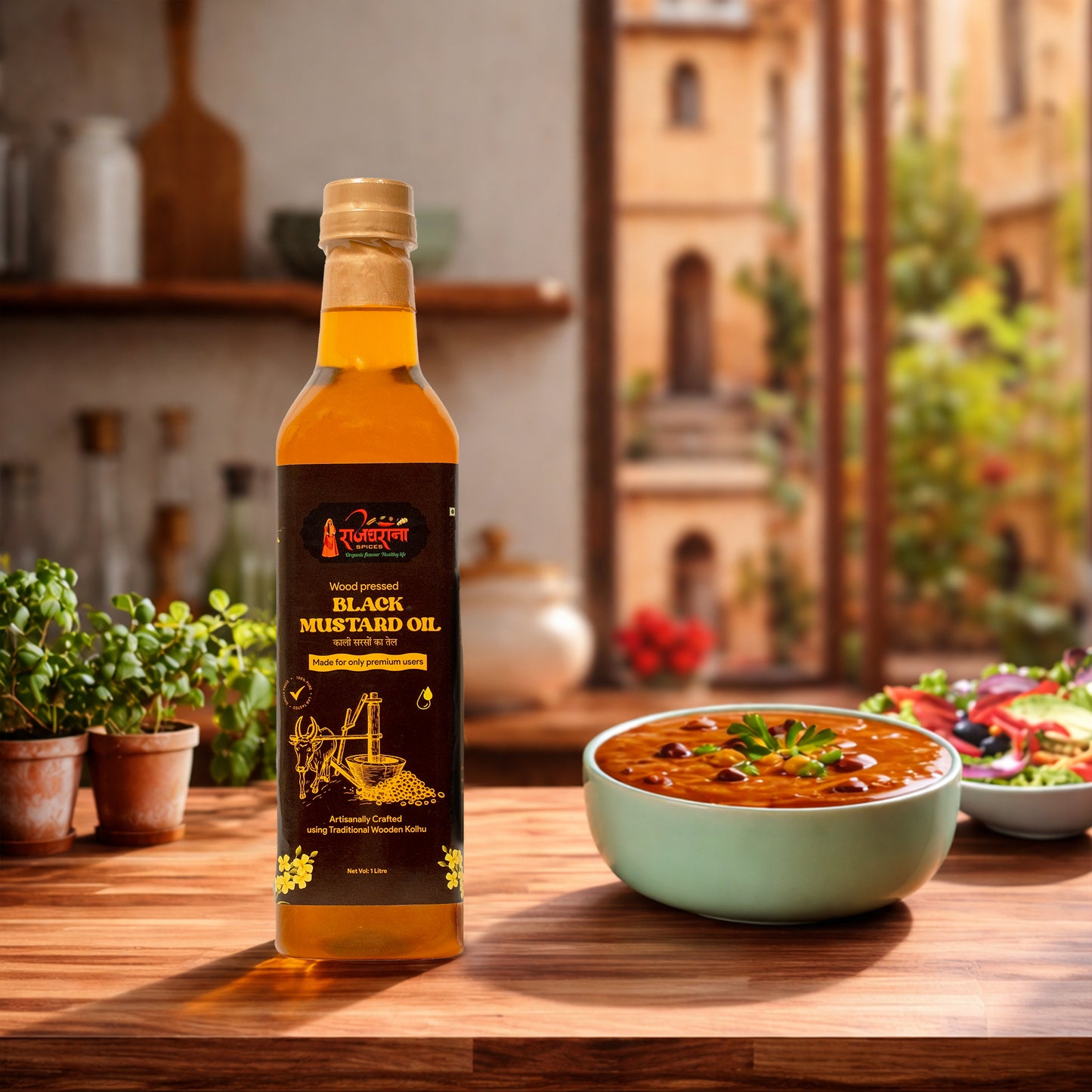 Rajgharana Wood Pressed Black Mustard Oil – Shudh & Traditional (1L)