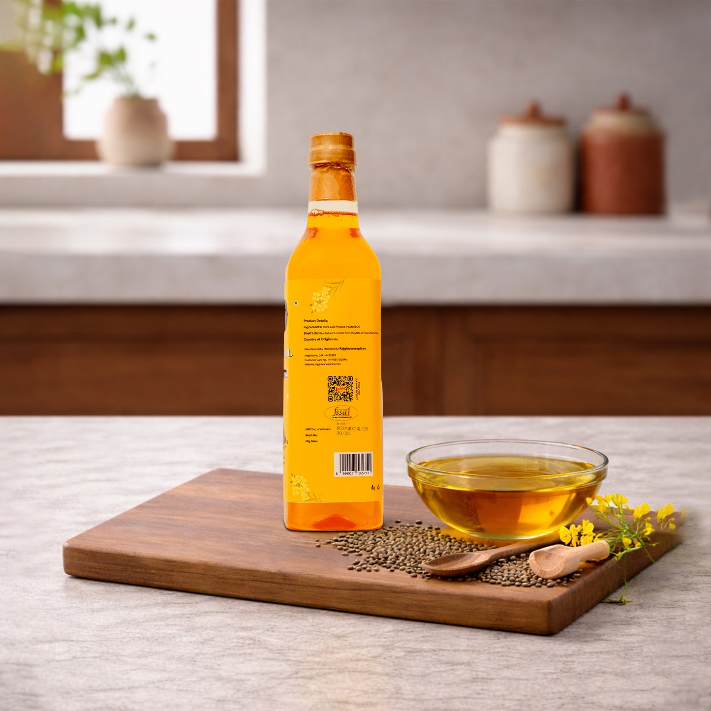 Rajgharana Yellow Mustard Oil – Wood Pressed, Pure & Chemical Free (1L)