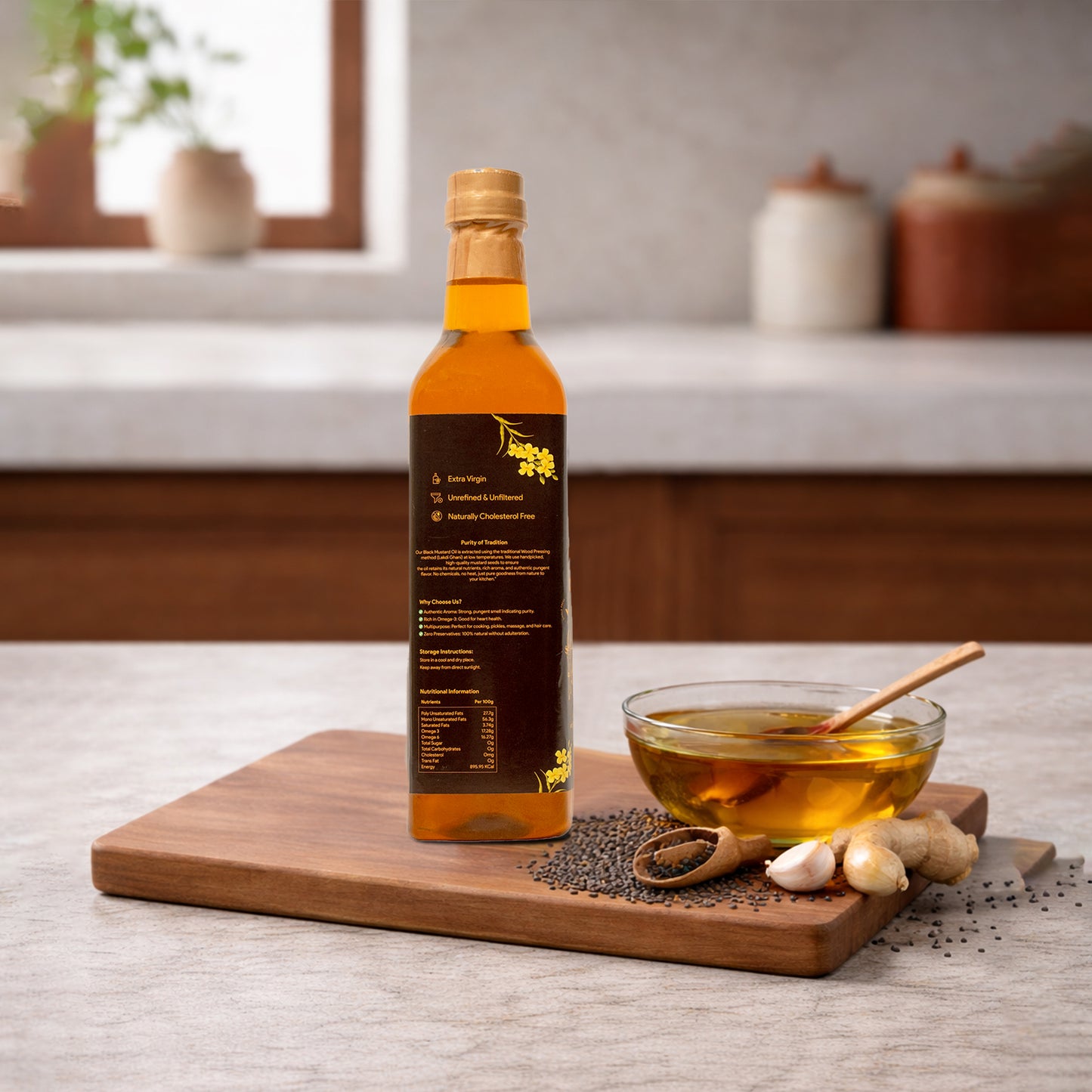 Rajgharana Wood Pressed Black Mustard Oil – Shudh & Traditional (1L)