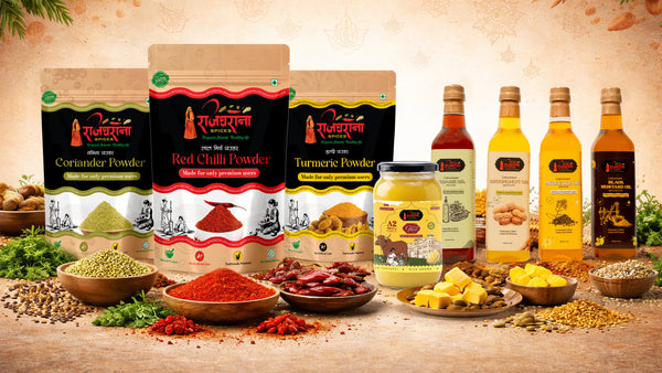 Rajgharana Mega Combo Pack – Spices, Oils & A2 Ghee