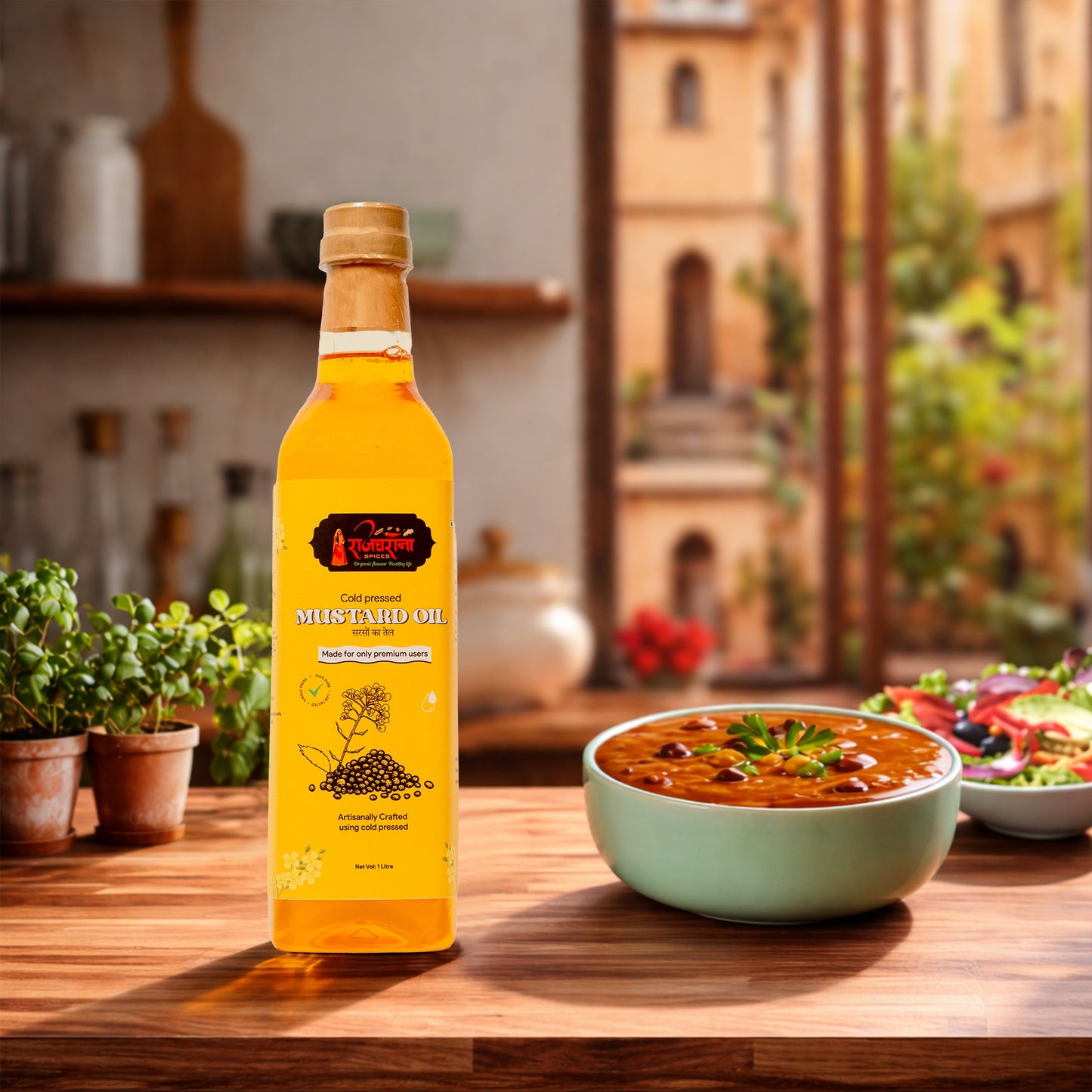 Rajgharana Yellow Mustard Oil – Wood Pressed, Pure & Chemical Free (1L)